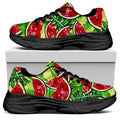 Tropical Leaves Watermelon Pattern Print Black Chunky Shoes