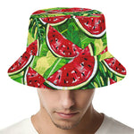 Tropical Leaves Watermelon Pattern Print Bucket Hat