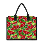 Tropical Leaves Watermelon Pattern Print Canvas Tote Bag
