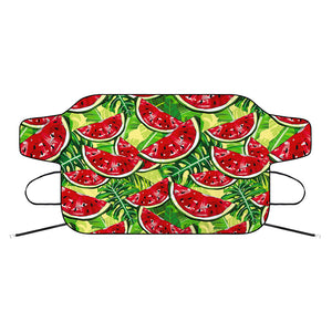 Tropical Leaves Watermelon Pattern Print Car Windshield Snow Cover