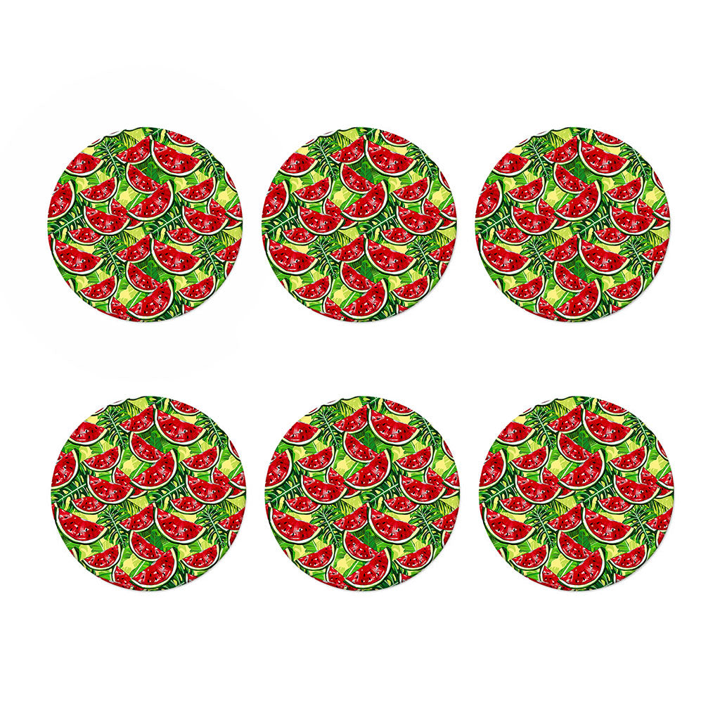 Tropical Leaves Watermelon Pattern Print Coaster Set