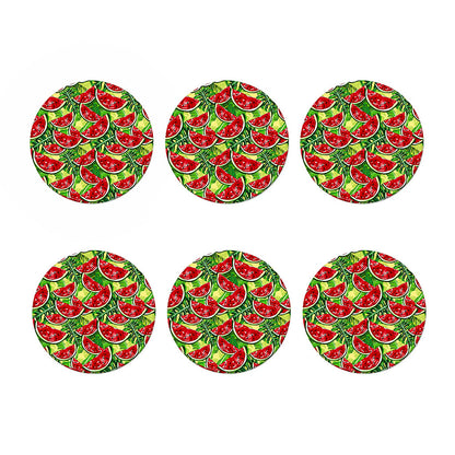 Tropical Leaves Watermelon Pattern Print Coaster Set
