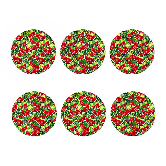 Tropical Leaves Watermelon Pattern Print Coaster Set