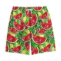 Tropical Leaves Watermelon Pattern Print Cotton Shorts