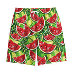 Tropical Leaves Watermelon Pattern Print Cotton Shorts