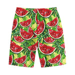 Tropical Leaves Watermelon Pattern Print Cotton Shorts