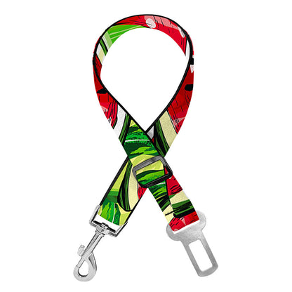 Tropical Leaves Watermelon Pattern Print Dog Seat Belt