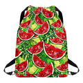 Tropical Leaves Watermelon Pattern Print Drawstring Backpack