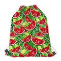 Tropical Leaves Watermelon Pattern Print Drawstring Bag