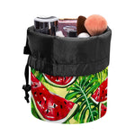 Tropical Leaves Watermelon Pattern Print Drawstring Makeup Bag