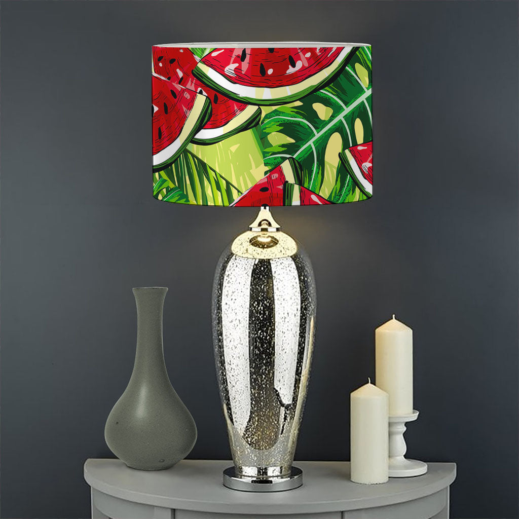 Tropical Leaves Watermelon Pattern Print Drum Lamp Shade