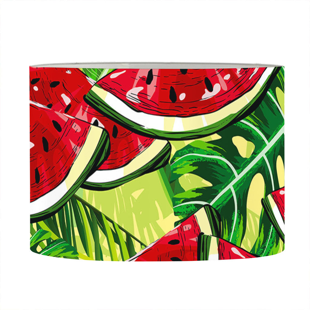Tropical Leaves Watermelon Pattern Print Drum Lamp Shade
