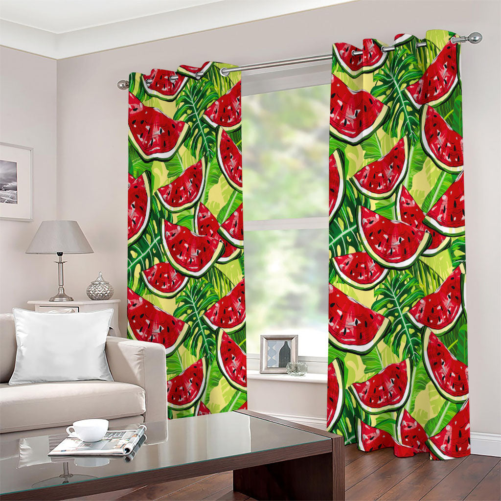 Tropical Leaves Watermelon Pattern Print Extra Wide Grommet Curtains