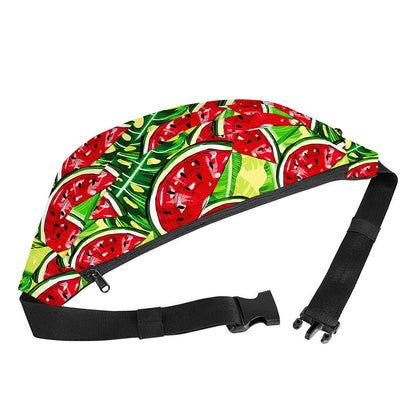Tropical Leaves Watermelon Pattern Print Fanny Pack