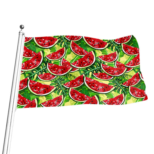 Tropical Leaves Watermelon Pattern Print Flag