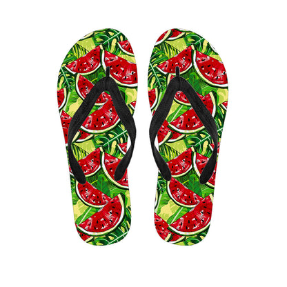 Tropical Leaves Watermelon Pattern Print Flip Flops