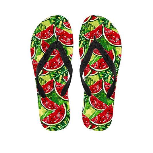 Tropical Leaves Watermelon Pattern Print Flip Flops