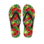 Tropical Leaves Watermelon Pattern Print Flip Flops