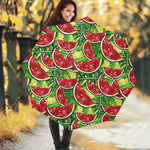 Tropical Leaves Watermelon Pattern Print Foldable Umbrella