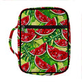 Tropical Leaves Watermelon Pattern Print Front Pocket Bible Bag