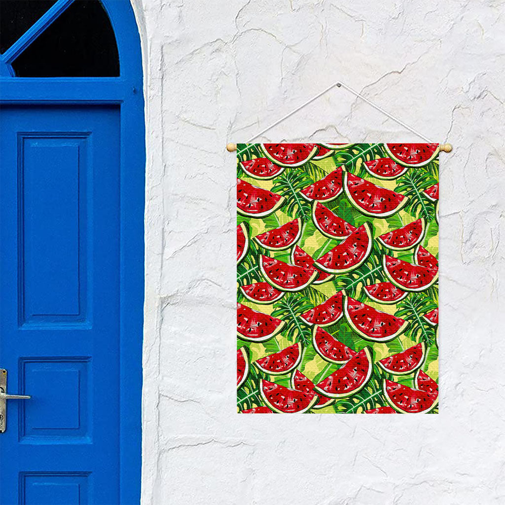 Tropical Leaves Watermelon Pattern Print Garden Flag