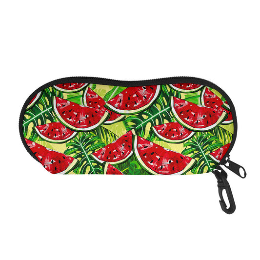Tropical Leaves Watermelon Pattern Print Glasses Case