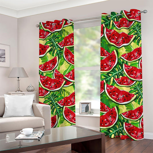 Tropical Leaves Watermelon Pattern Print Grommet Curtains