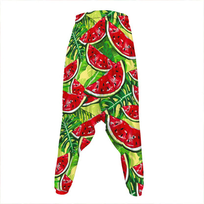 Tropical Leaves Watermelon Pattern Print Hammer Pants