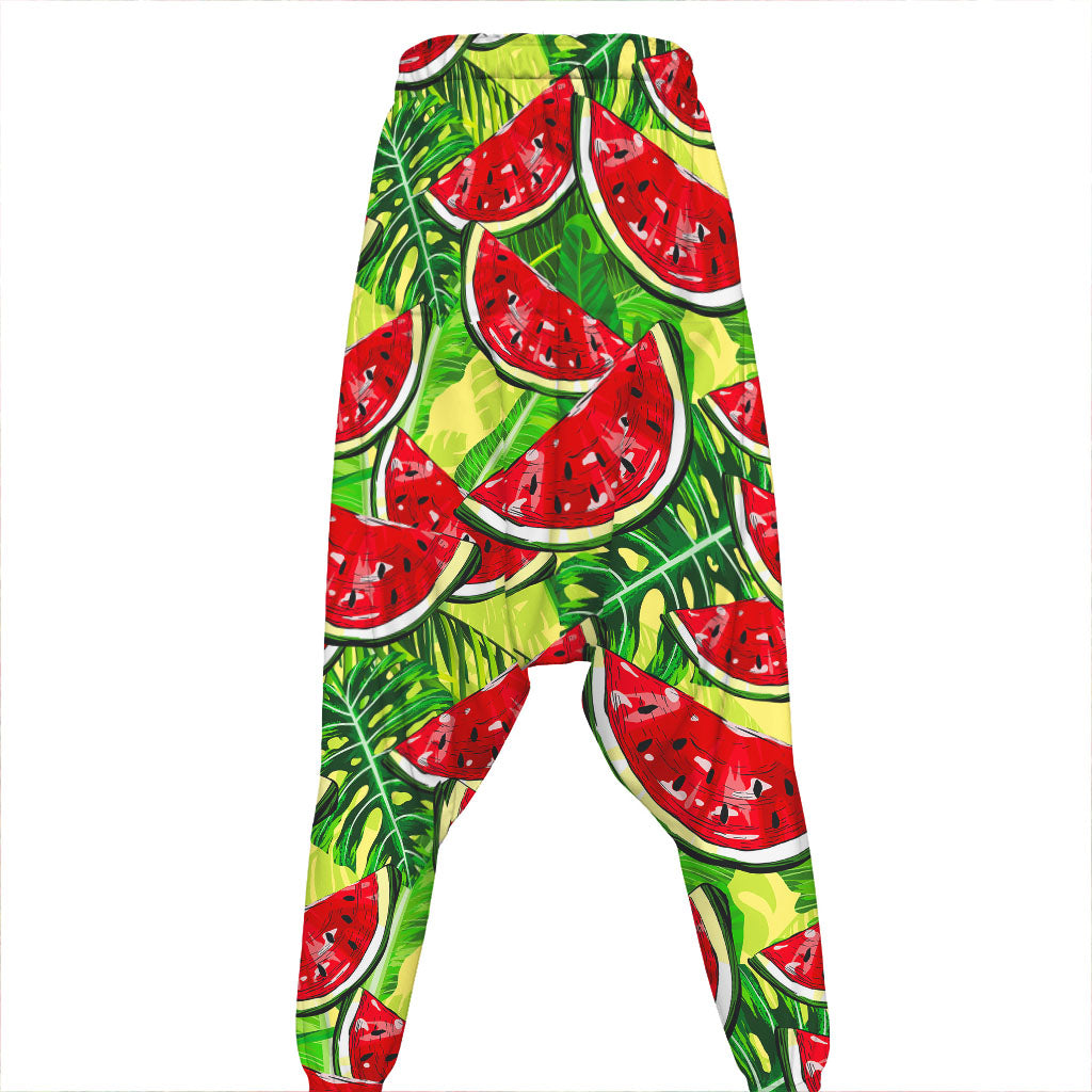 Tropical Leaves Watermelon Pattern Print Hammer Pants