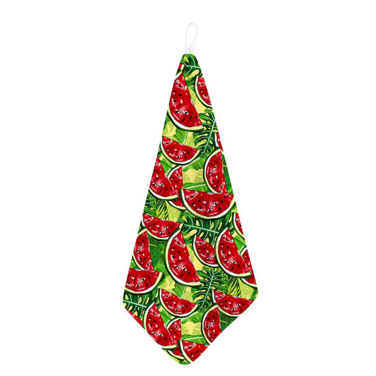 Tropical Leaves Watermelon Pattern Print Hand Towel