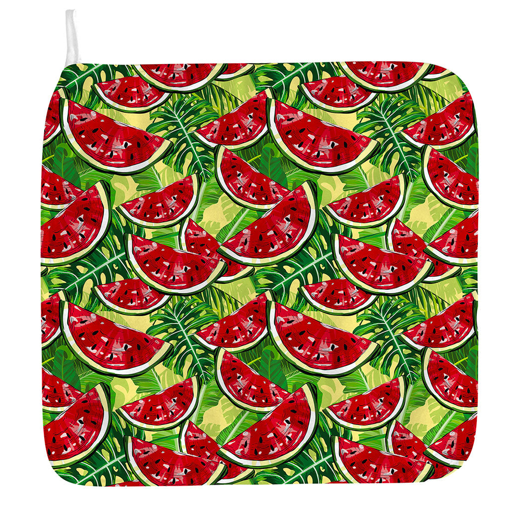 Tropical Leaves Watermelon Pattern Print Hand Towel