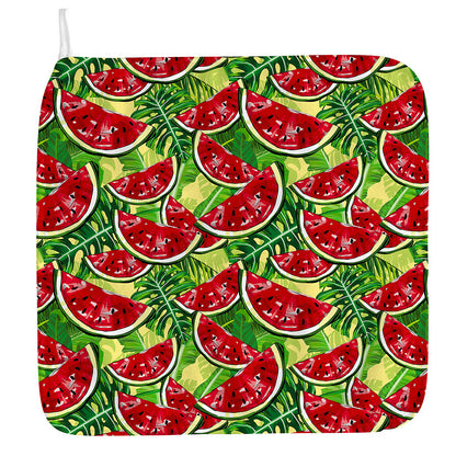 Tropical Leaves Watermelon Pattern Print Hand Towel