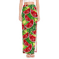 Tropical Leaves Watermelon Pattern Print High Slit Maxi Skirt
