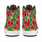 Tropical Leaves Watermelon Pattern Print High Top Leather Sneakers
