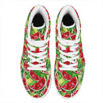 Tropical Leaves Watermelon Pattern Print High Top Leather Sneakers