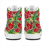 Tropical Leaves Watermelon Pattern Print High Top Leather Sneakers