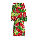 Tropical Leaves Watermelon Pattern Print Hooded Bathrobe