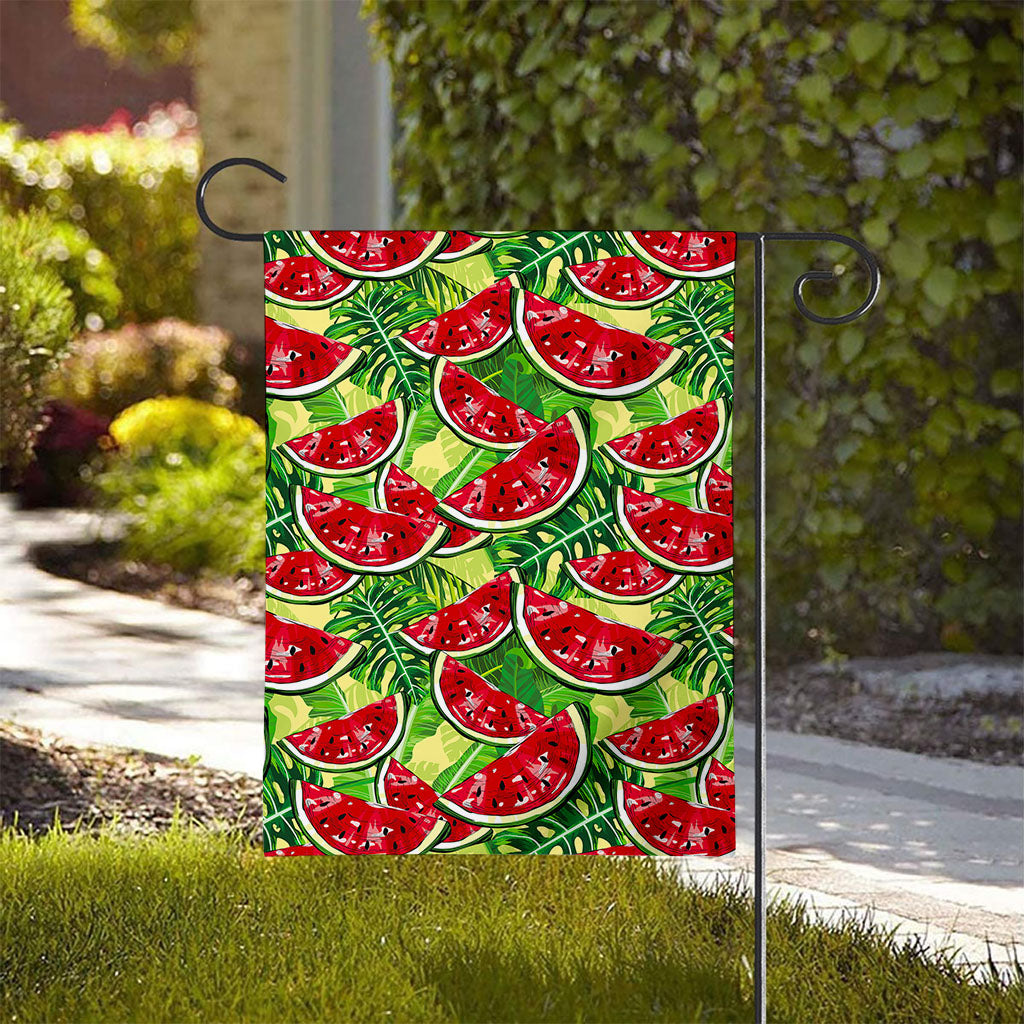 Tropical Leaves Watermelon Pattern Print House Flag