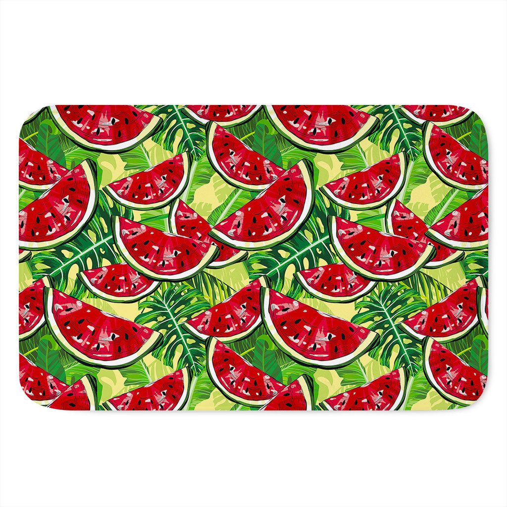 Tropical Leaves Watermelon Pattern Print Indoor Door Mat