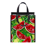Tropical Leaves Watermelon Pattern Print Insulated Lunch Tote