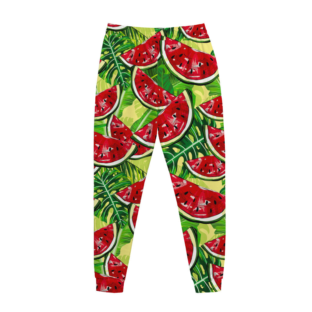Tropical Leaves Watermelon Pattern Print Jogger Pants