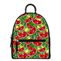 Tropical Leaves Watermelon Pattern Print Leather Backpack