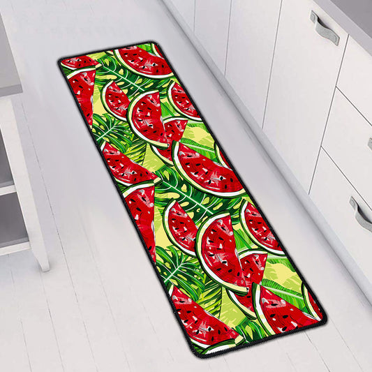 Tropical Leaves Watermelon Pattern Print Long Kitchen Mat