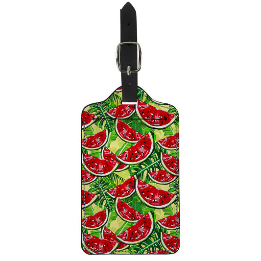 Tropical Leaves Watermelon Pattern Print Luggage Tag