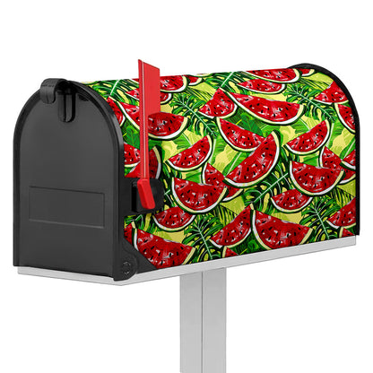 Tropical Leaves Watermelon Pattern Print Mailbox Cover