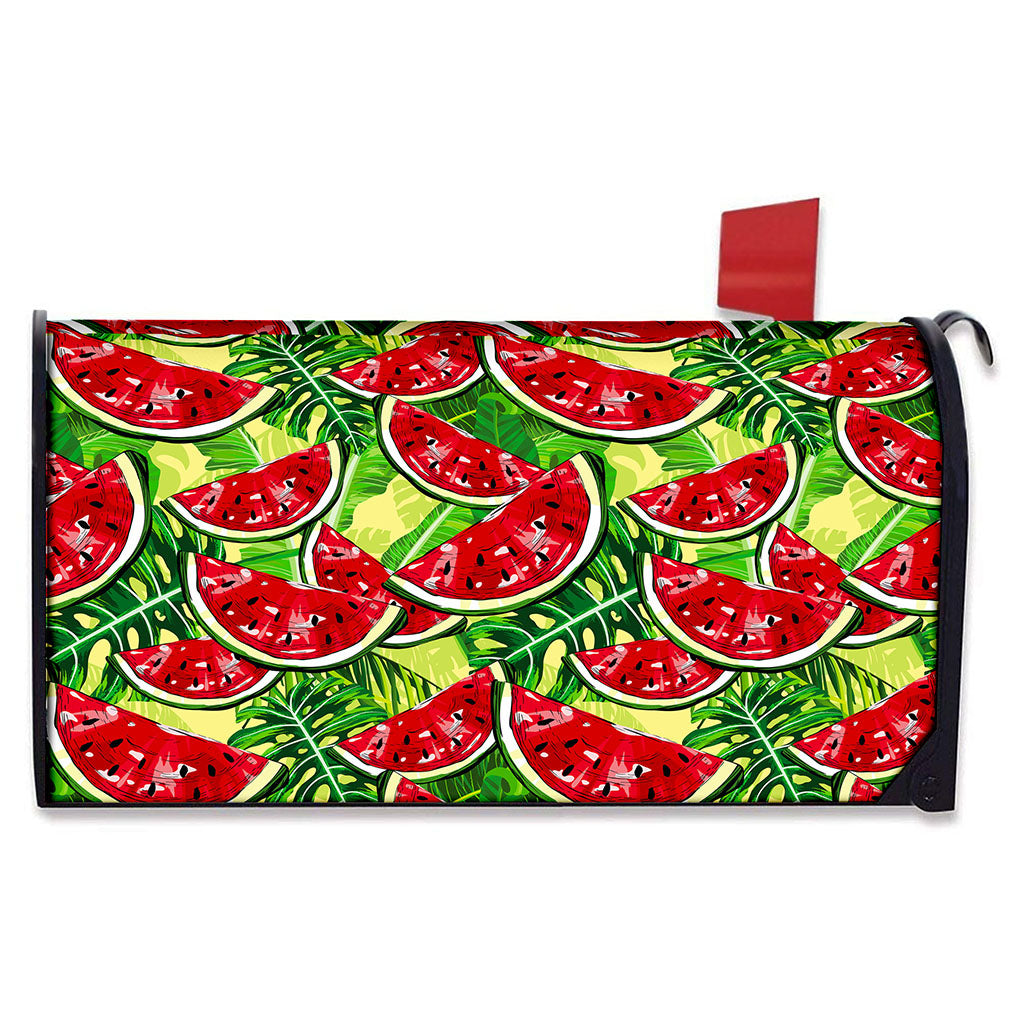 Tropical Leaves Watermelon Pattern Print Mailbox Cover