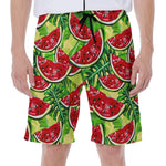 Tropical Leaves Watermelon Pattern Print Men's Beach Shorts