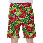 Tropical Leaves Watermelon Pattern Print Men's Beach Shorts