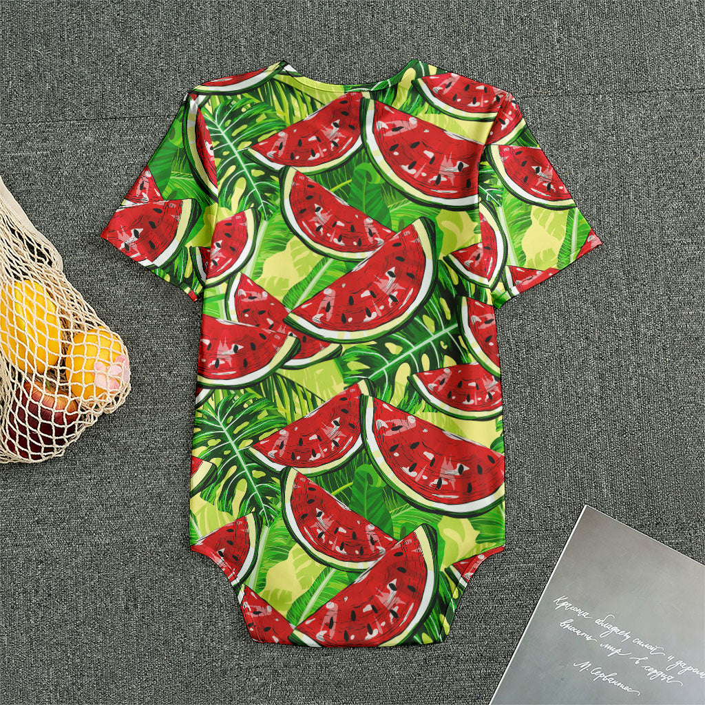 Tropical Leaves Watermelon Pattern Print Men's Bodysuit