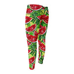 Tropical Leaves Watermelon Pattern Print Men's Compression Pants